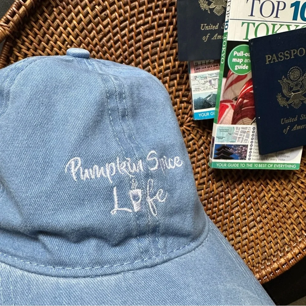 David and Young “Pumpkin Spice Life” Embroidered Blue Cotton Adjustable Ballcap